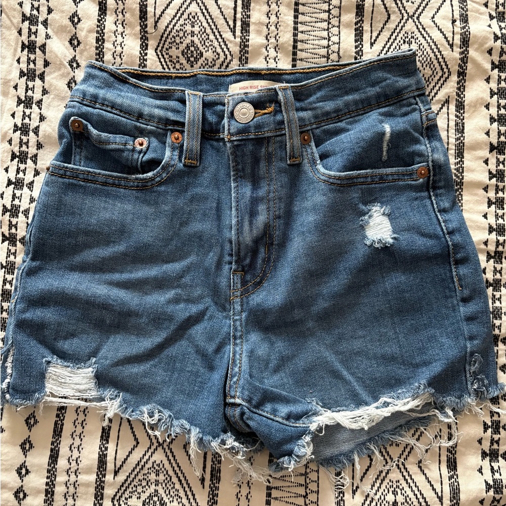 Levi's Blue Distressed Jean Shorts